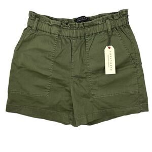 NEW Sanctuary Olive Green Elastic Waist Pull On Pockets Paperbag Shorts Size 27